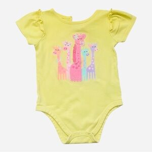 Garanimals casual yellow one piece Girls 18 Mo pink giraffe embroidered short